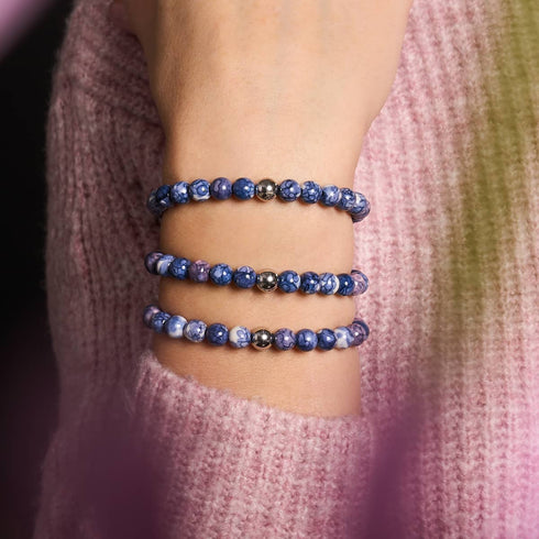 Picasso Porcelain Macrame Bracelet | Cobalt and Cream